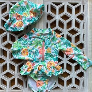 Little Me Rashguard & Hat Set 18 Months
